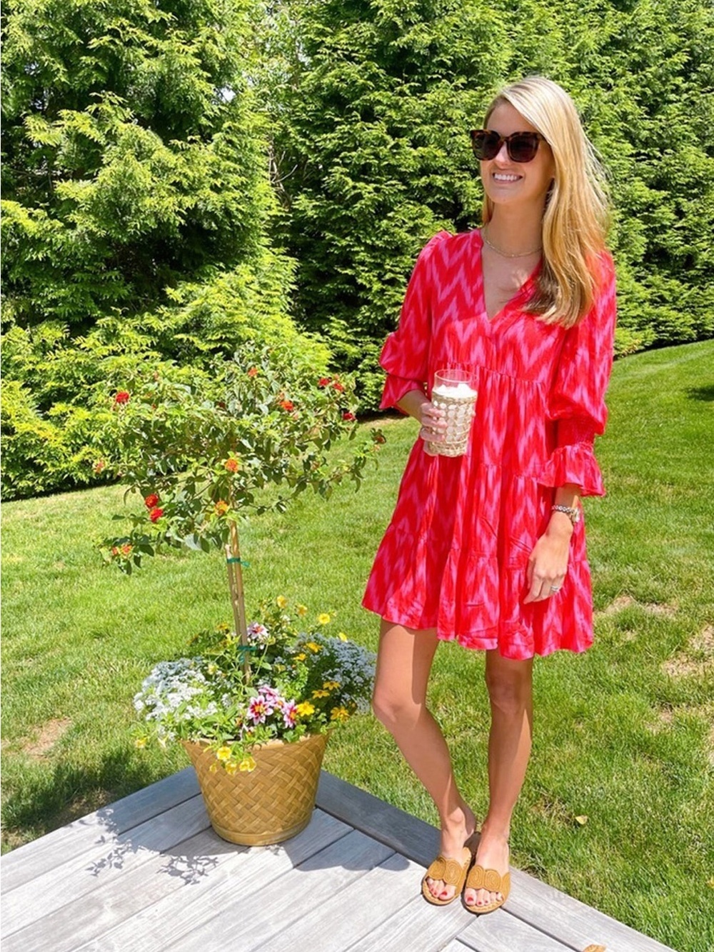 POMANDER PLACE Hot Pink Ikat Kenzo Dress SIZE M (j6)Tuckernuck